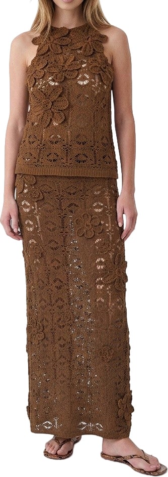 Pinko Crochet midi skirt 'Anthemis' Bruin