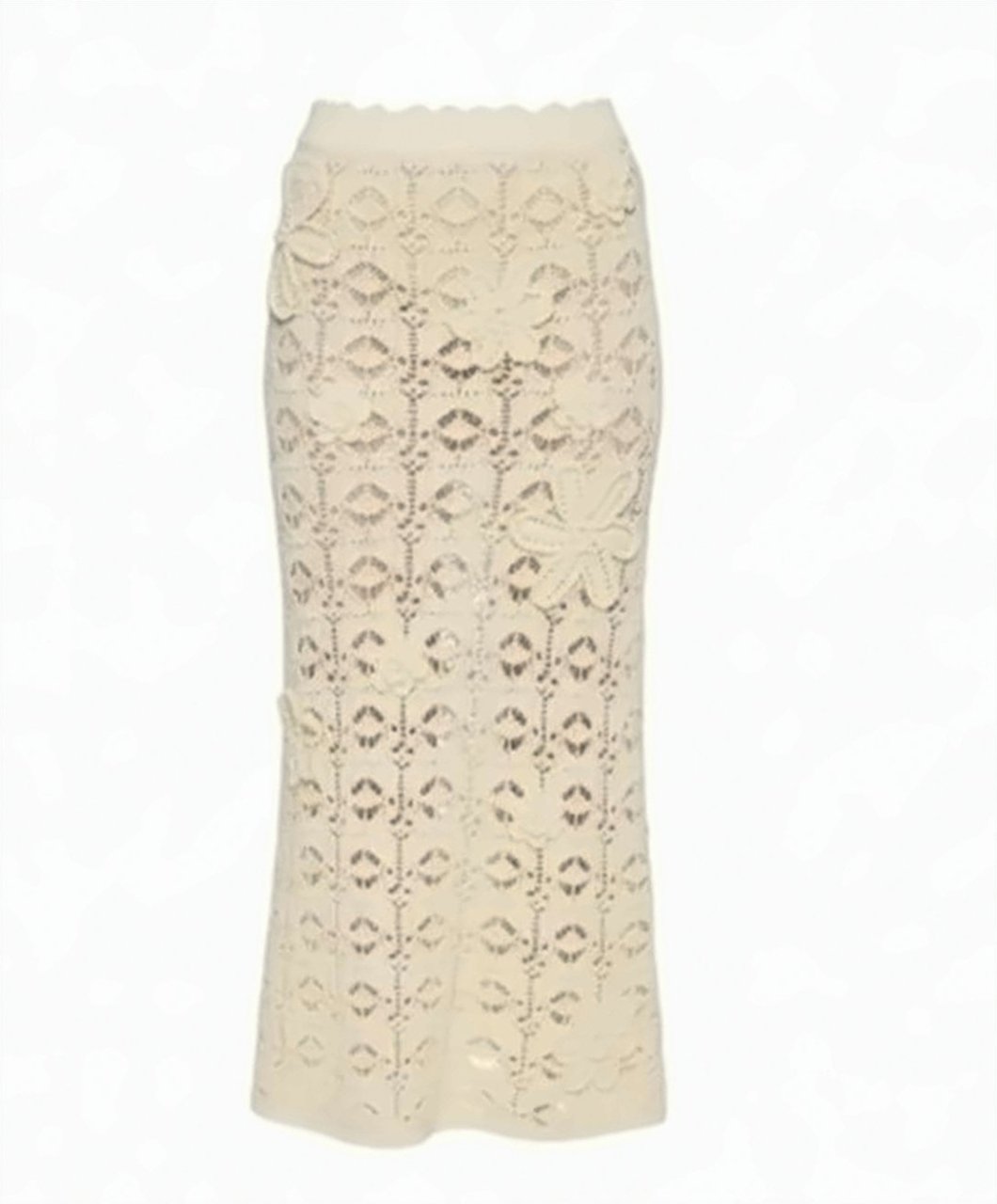 Pinko Anthemis Openwork Crochet Midi Skirt Neutraal