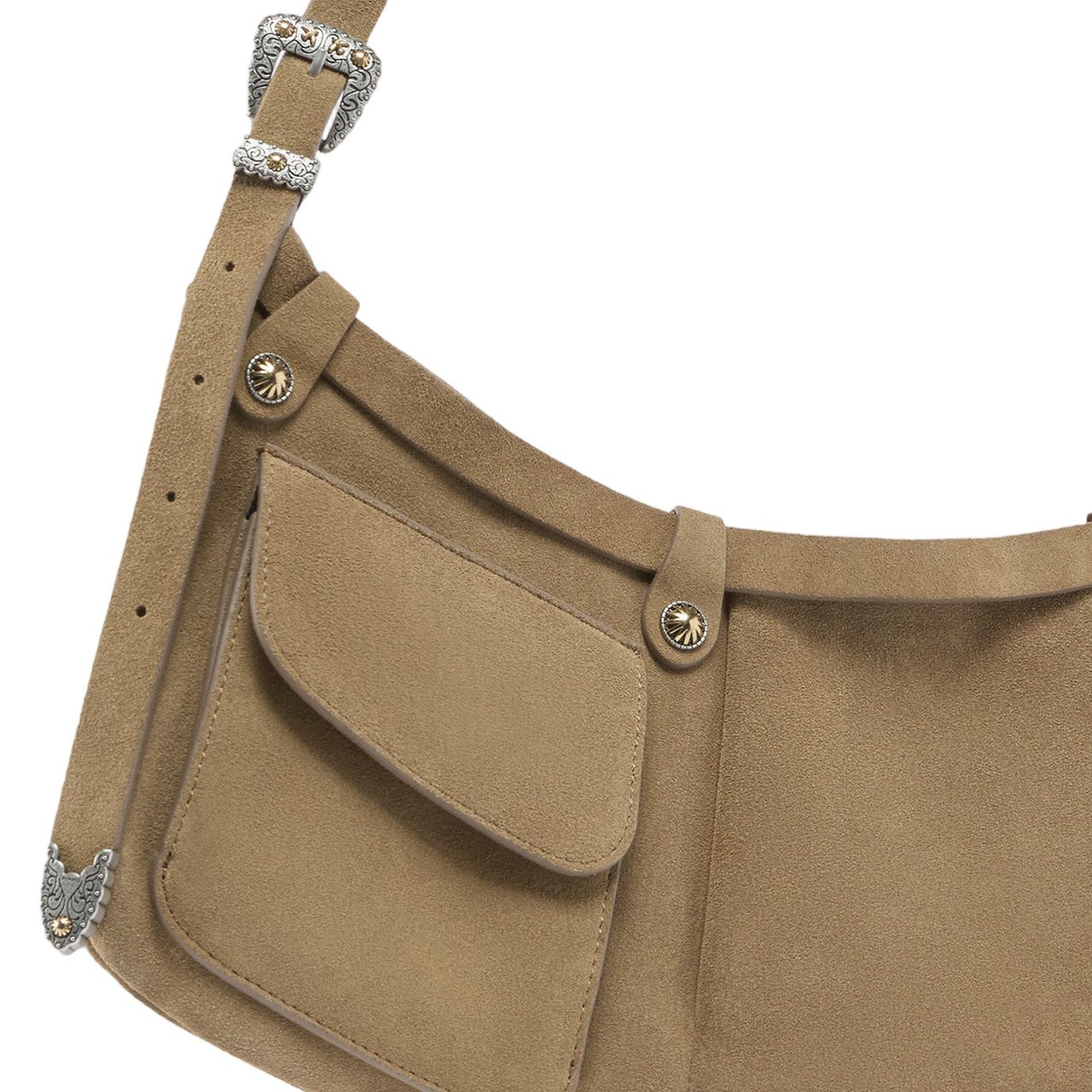 Pinko Pocket Body Suede Shoulder Bag With Pockets Wit