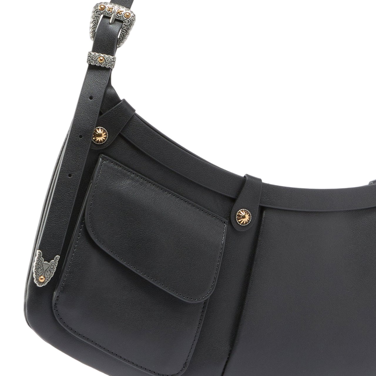Pinko Pocket Body Leather Shoulder Bag With Pockets Wit