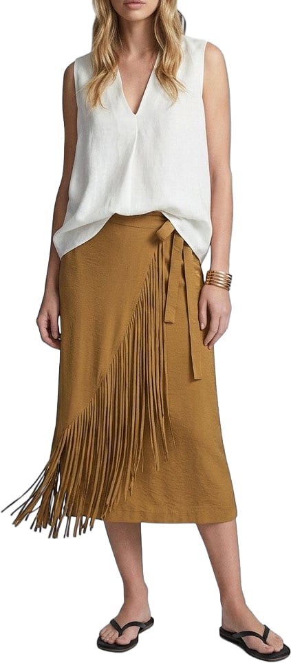 Pinko Midi skirt with fringes 'Bacedasco' Bruin