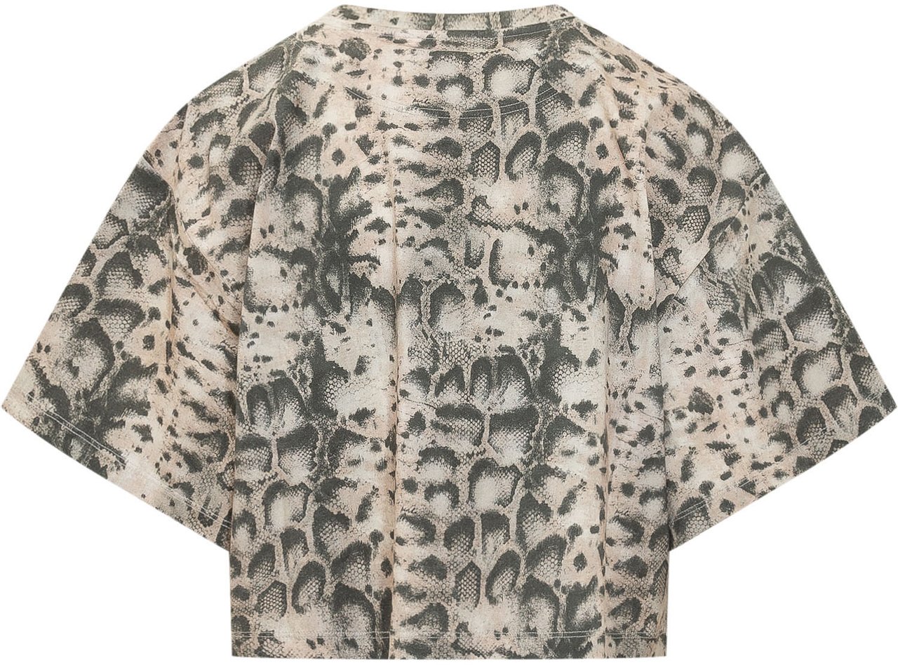 Pinko T-shirt Crop con Stampa e Logo Lichtgrijs