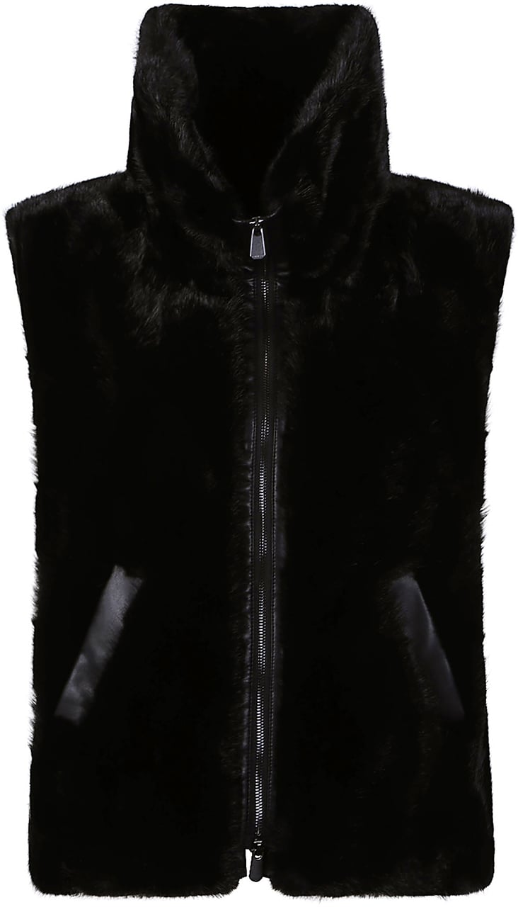Pinko Glossinia Faux Fur Vest Black Zwart