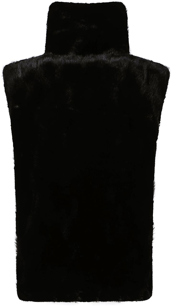 Pinko Glossinia Faux Fur Vest Black Zwart
