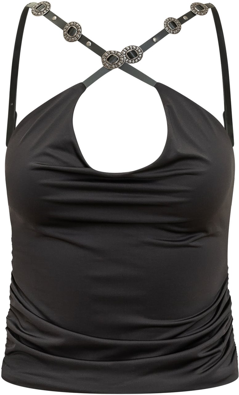 Pinko Top Drappeggiato con Spalline Zwart