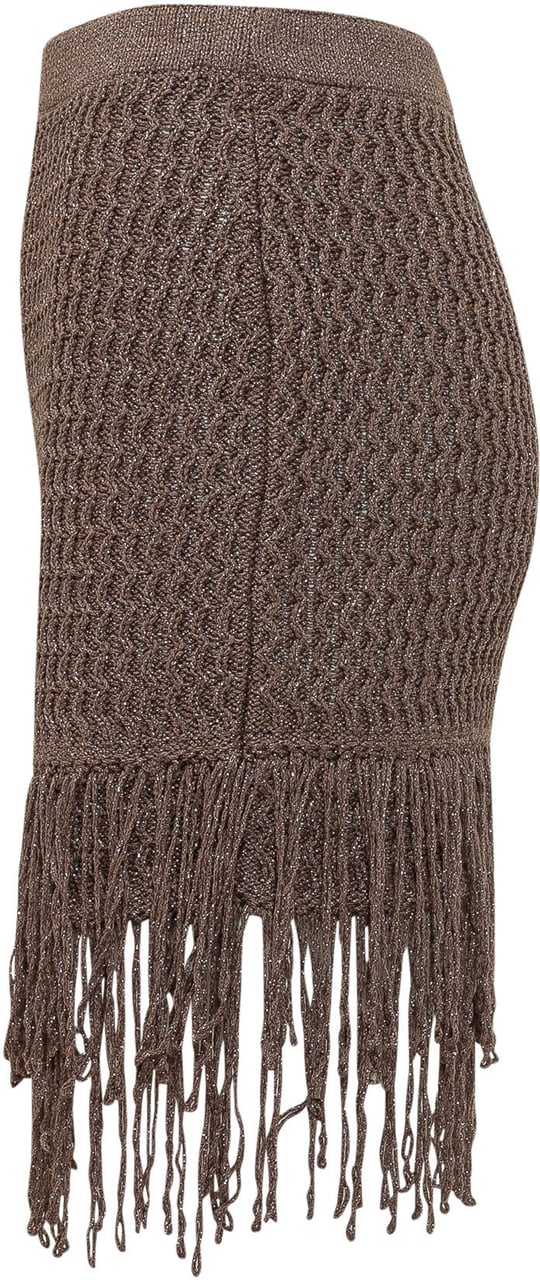 Pinko Gonna in Maglia con Frange Taupe