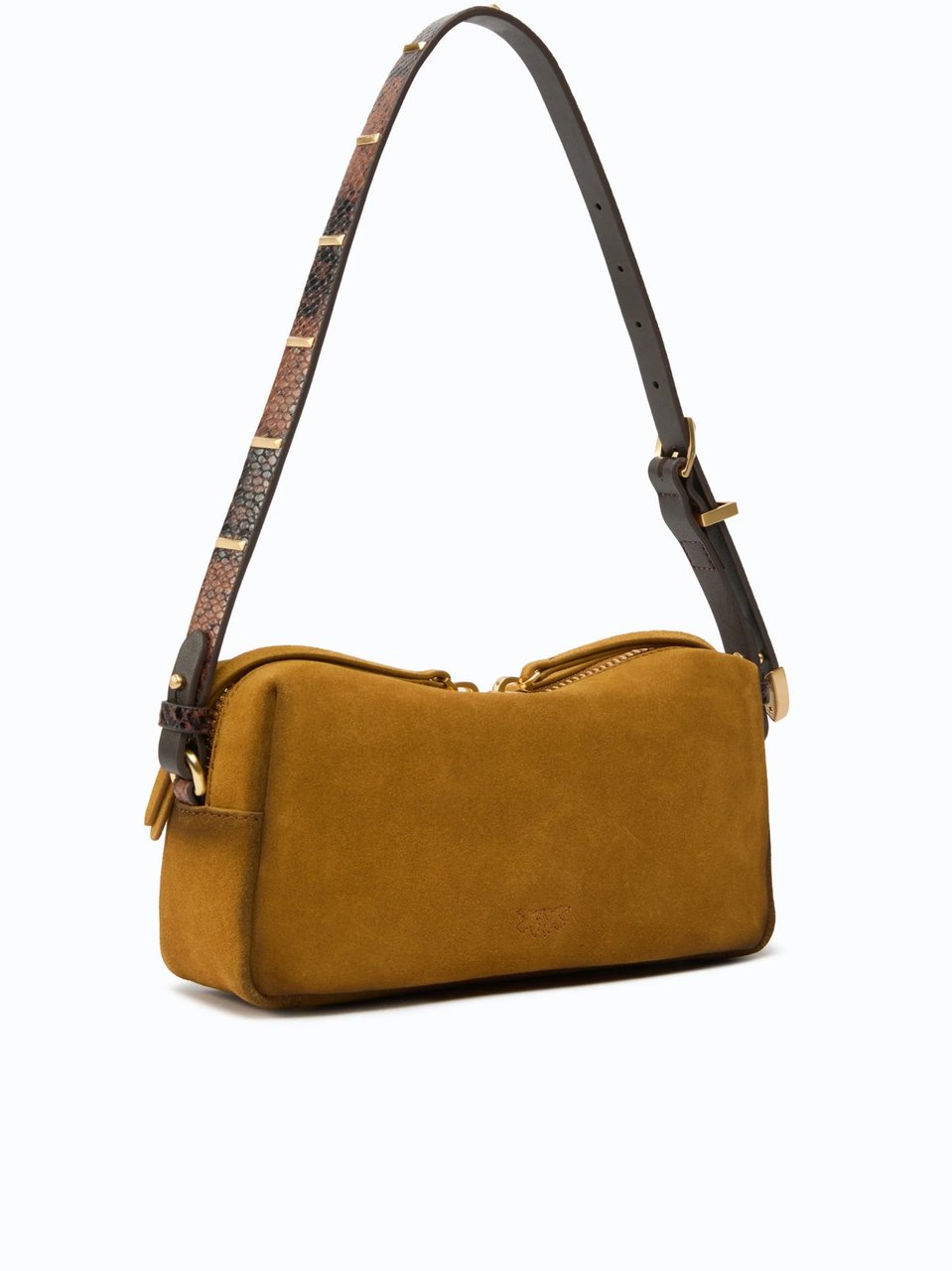 Pinko Mini Suede Bauletto Trittico Handbag Bruin