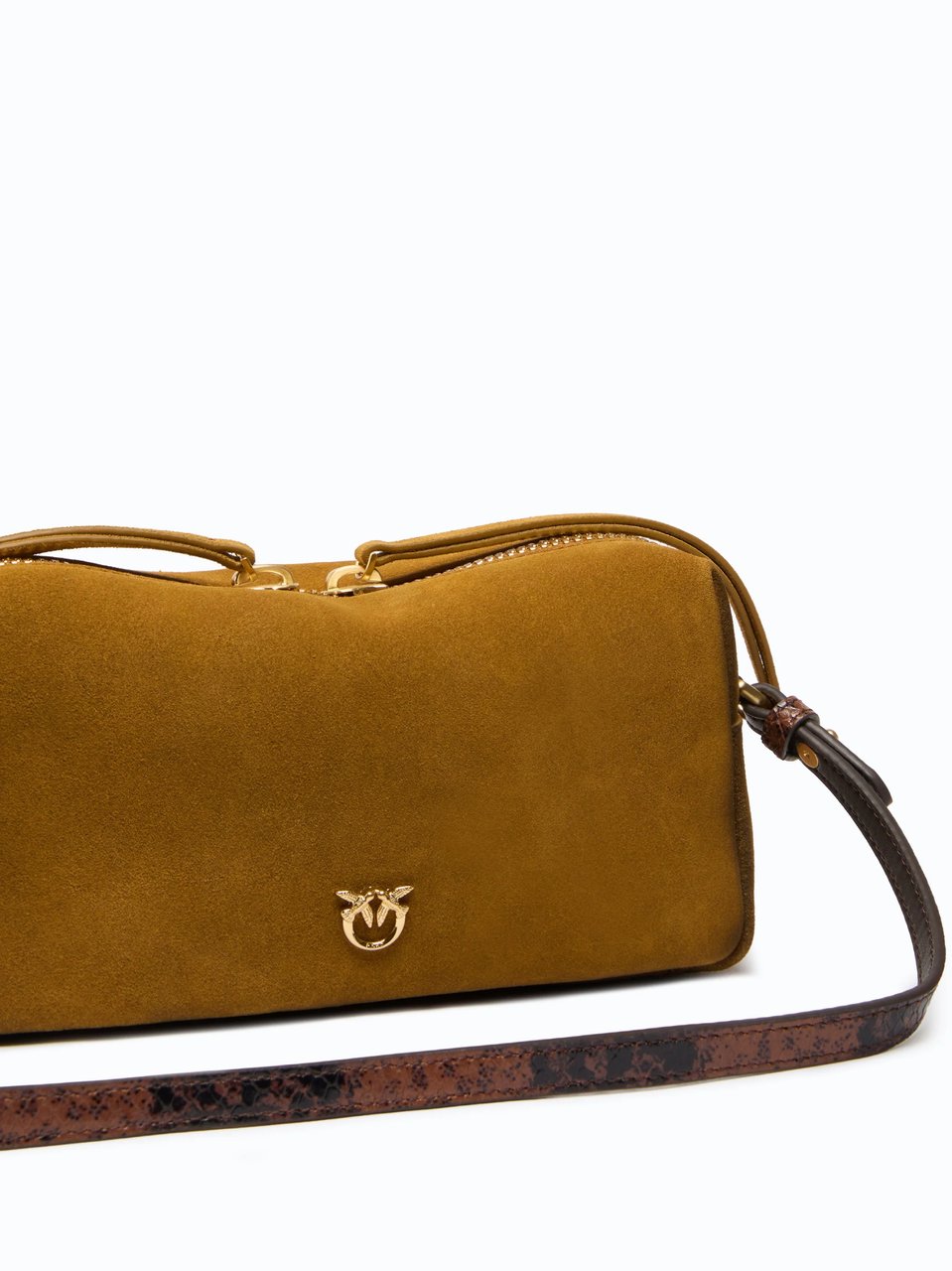 Pinko Mini Suede Bauletto Trittico Handbag Bruin