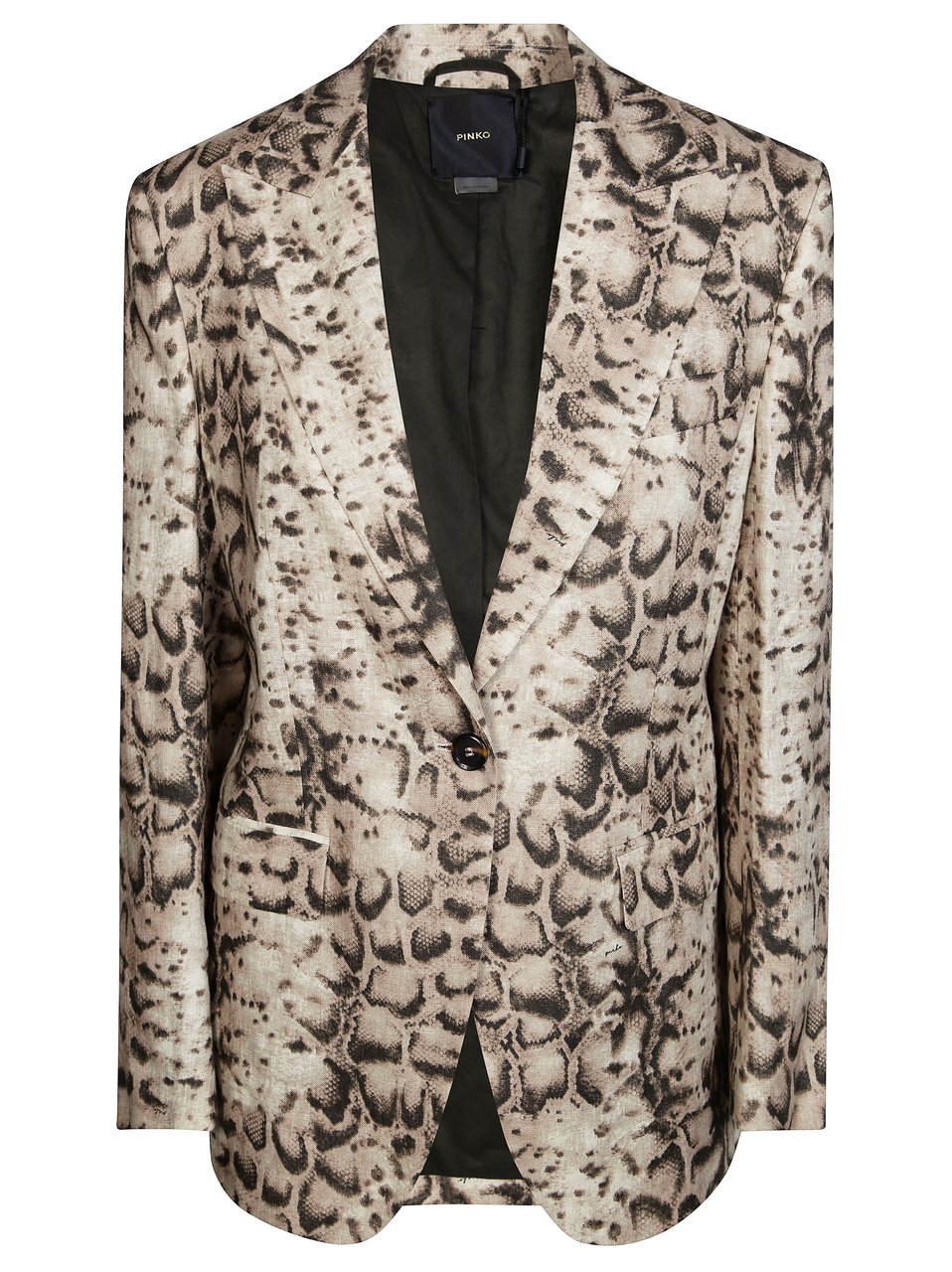 Pinko Follina Tailored Snake Print Linen Jacket Roze