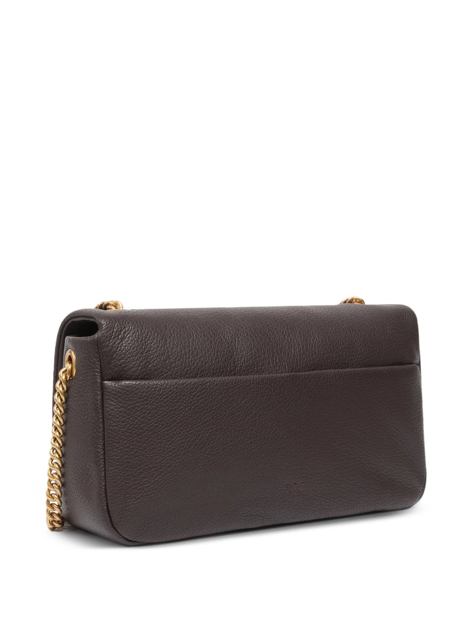 Pinko Rectangular Pebbled Leather Shoulder Bag With Gold-Tone Chain Zwart