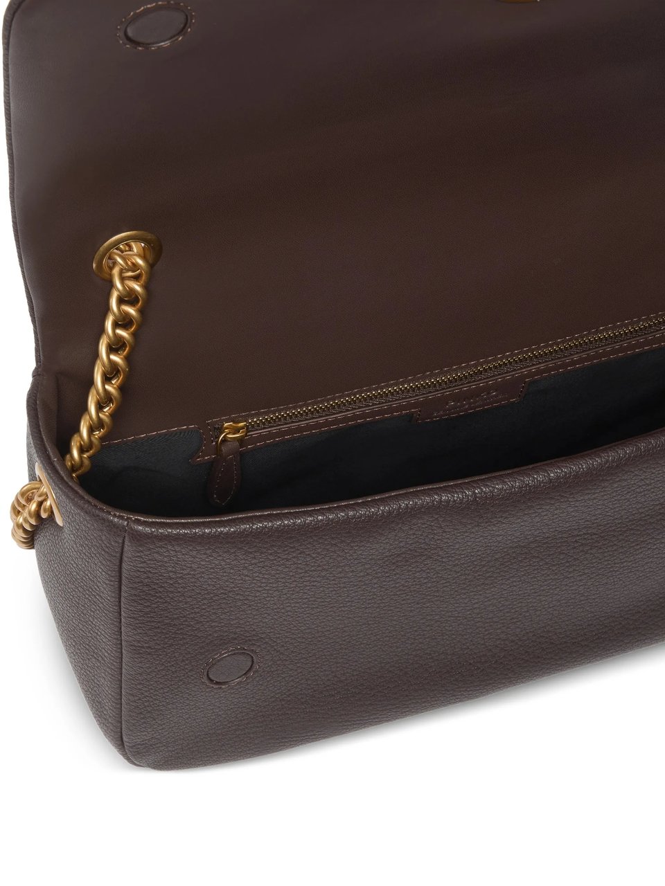 Pinko Rectangular Pebbled Leather Shoulder Bag With Gold-Tone Chain Zwart