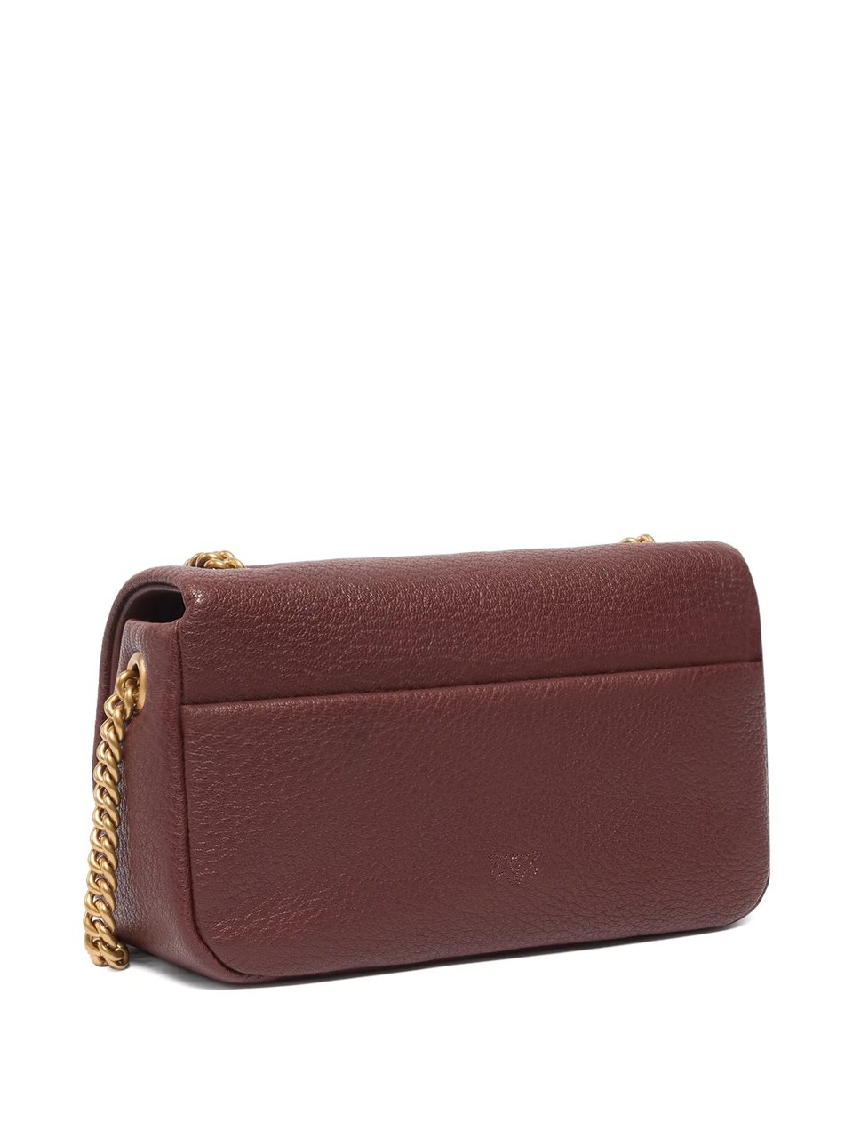 Pinko Textured Leather Handbag with Gold-Tone Chain Detail Maroon