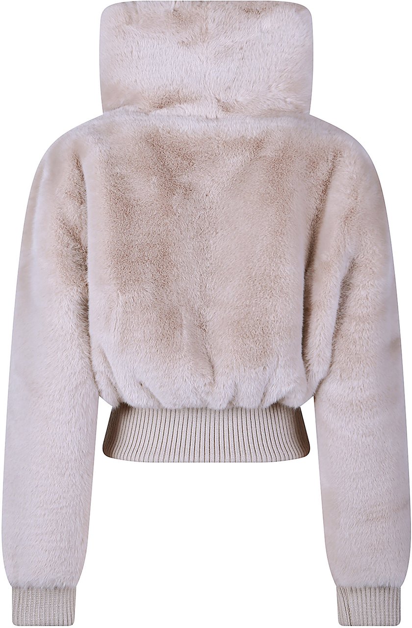 Pinko Bagels Faux Fur Bomber Jacket Nude Beige