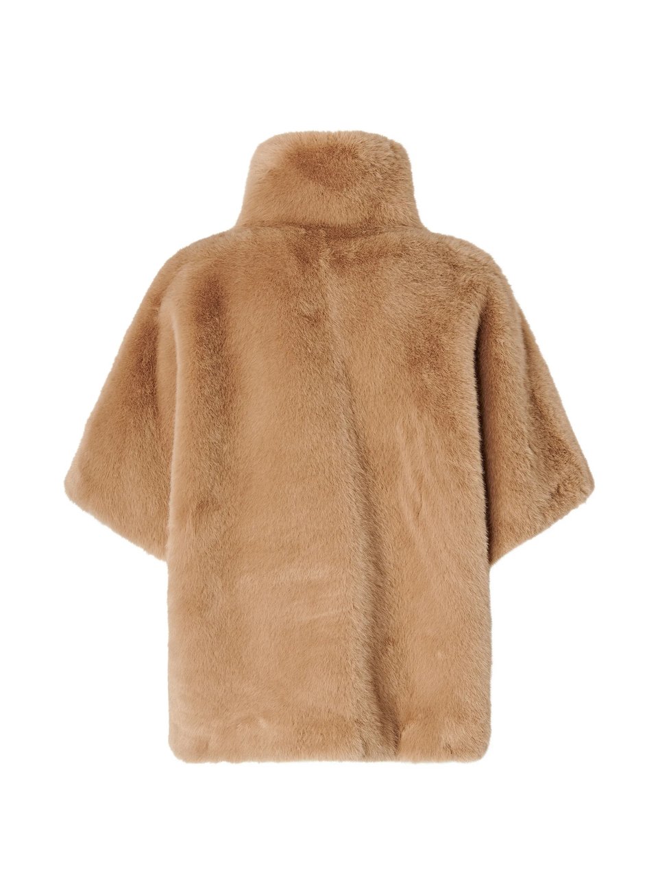 Pinko Plush Short-Sleeved Faux Fur Jacket with High Collar Bruin