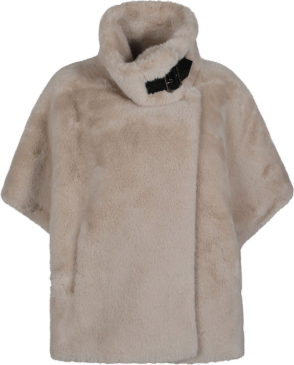Pinko New Comodino Faux Fur Cape Nude Beige