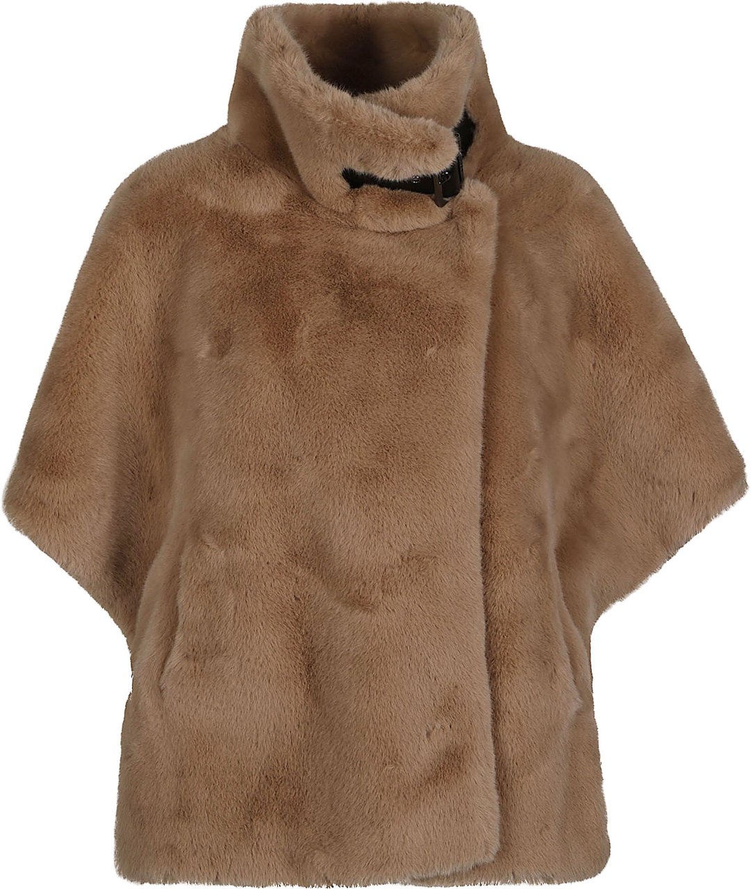 Pinko New Comodino Faux Fur Cape Nude Beige