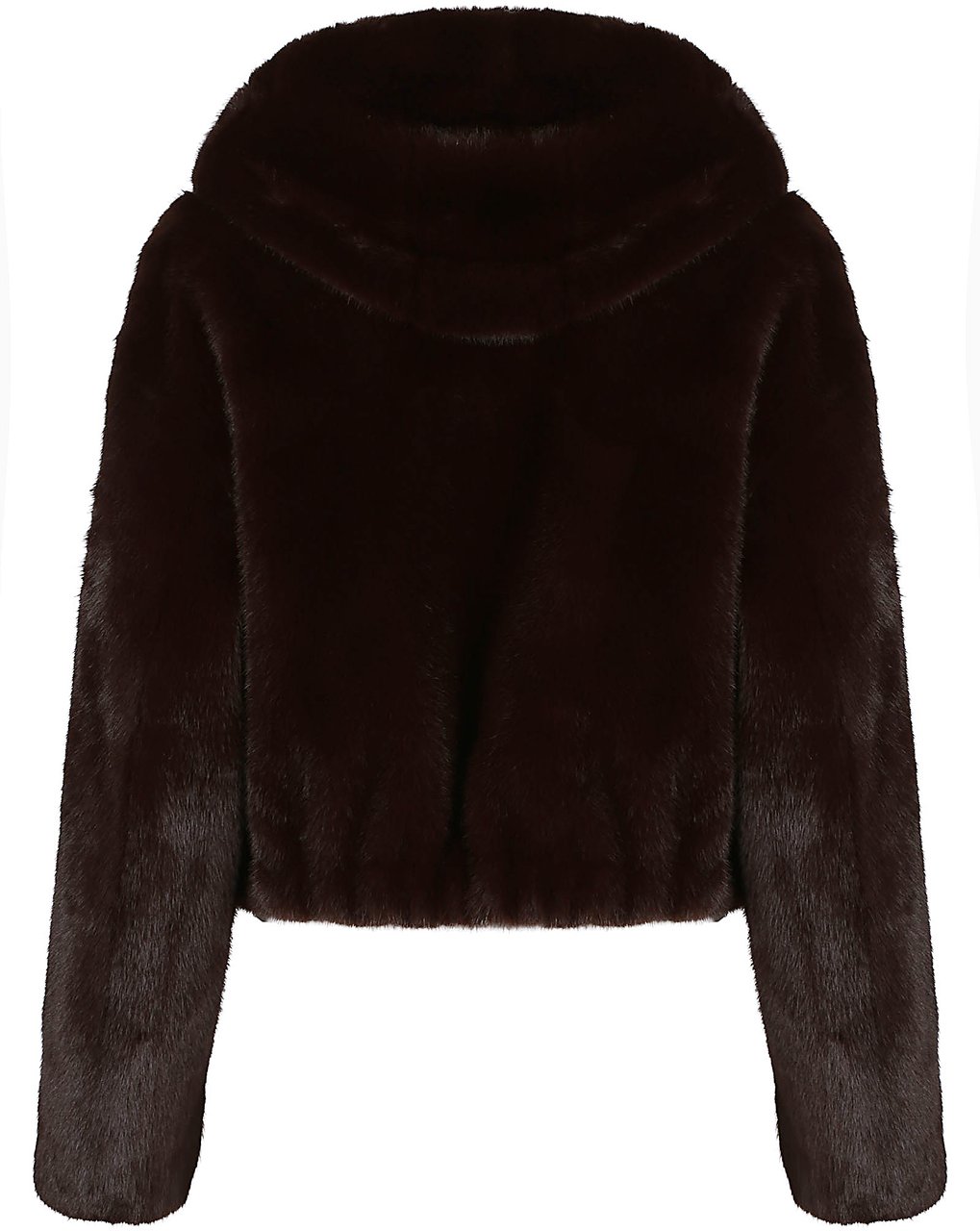 Pinko Gasteria Faux Fur Hooded Jacket Brown Bruin