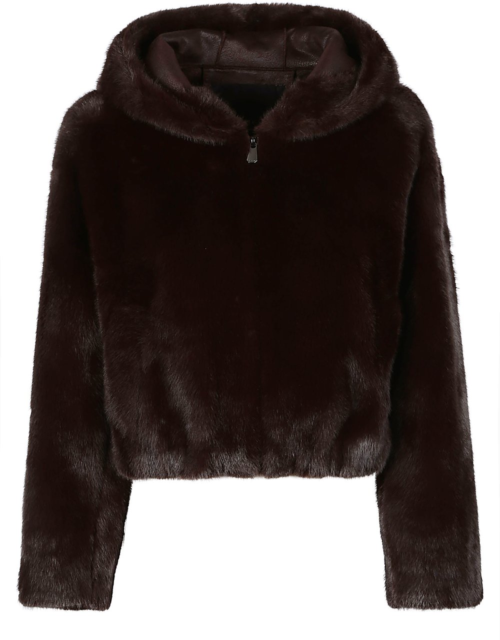 Pinko Gasteria Faux Fur Hooded Jacket Brown Bruin