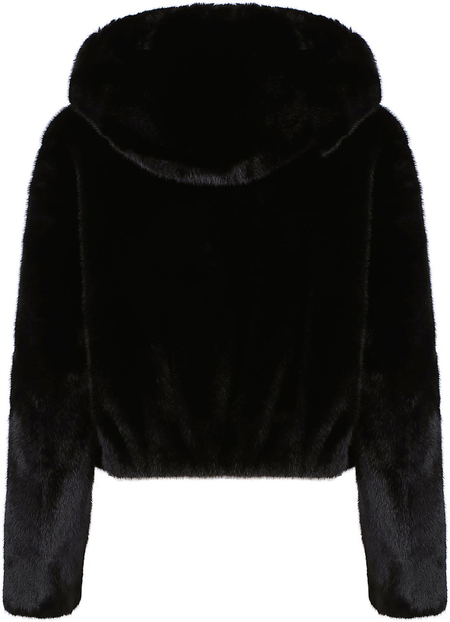 Pinko Gasteria Faux Fur Hooded Jacket Black Zwart