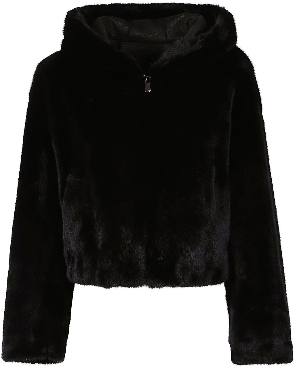 Pinko Gasteria Faux Fur Hooded Jacket Black Zwart
