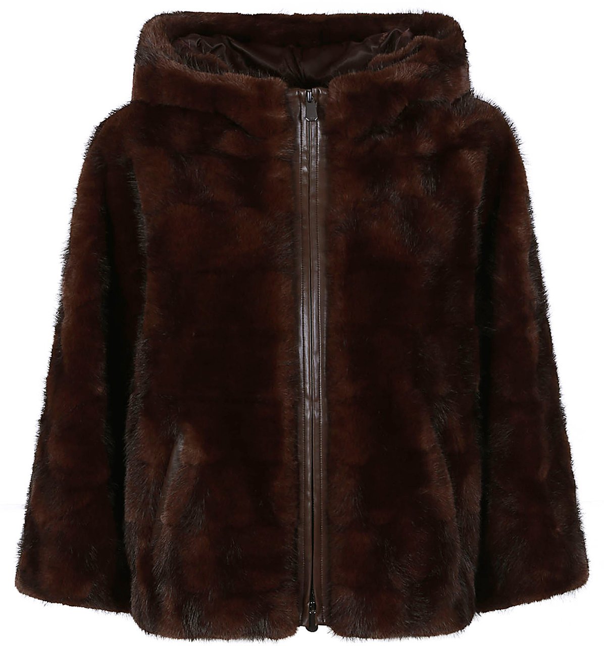 Pinko Cadetia Hooded Cape Brown Bruin