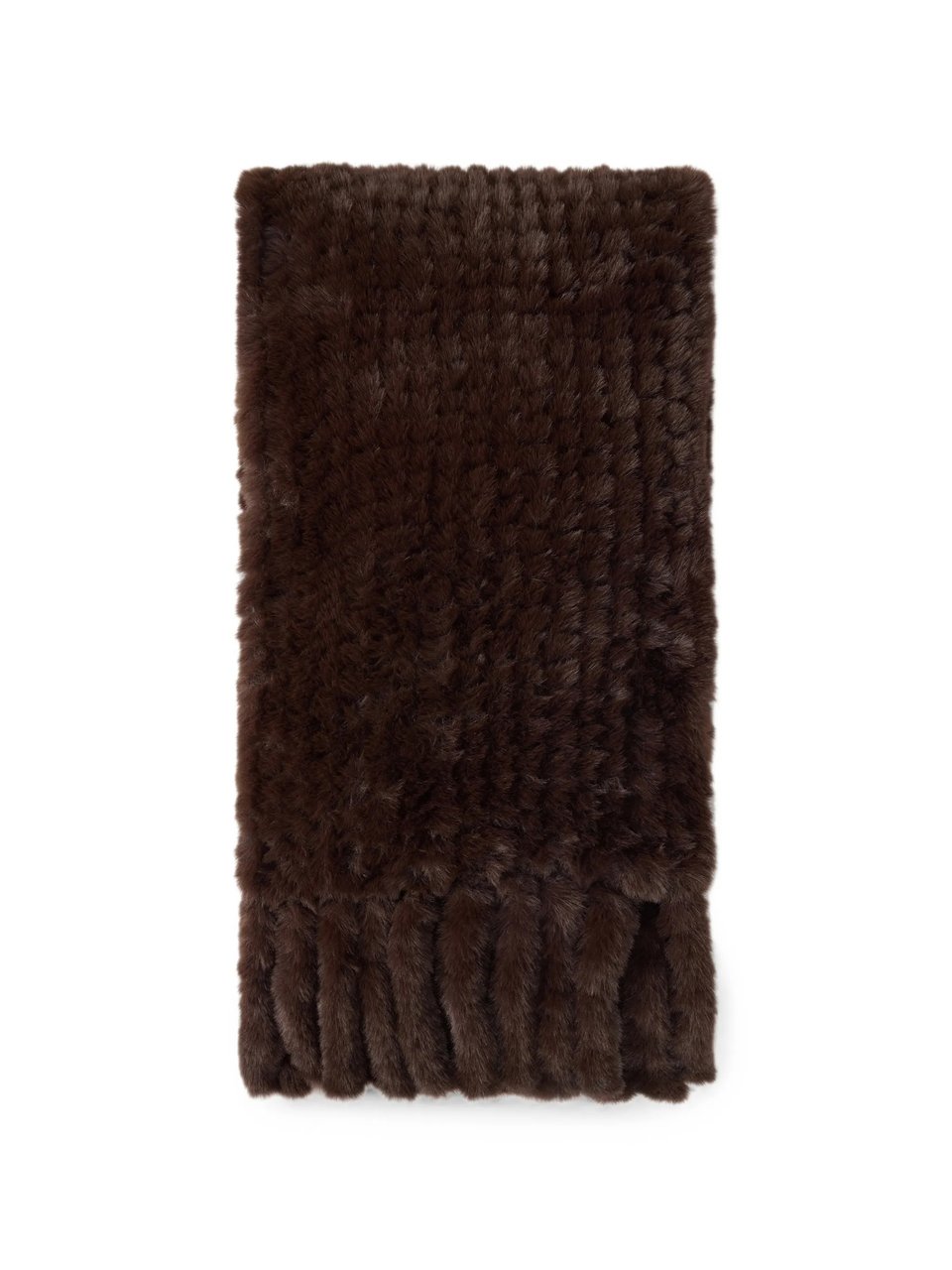 Pinko Ribbed Plush Scarf with Fringed Ends Zwart