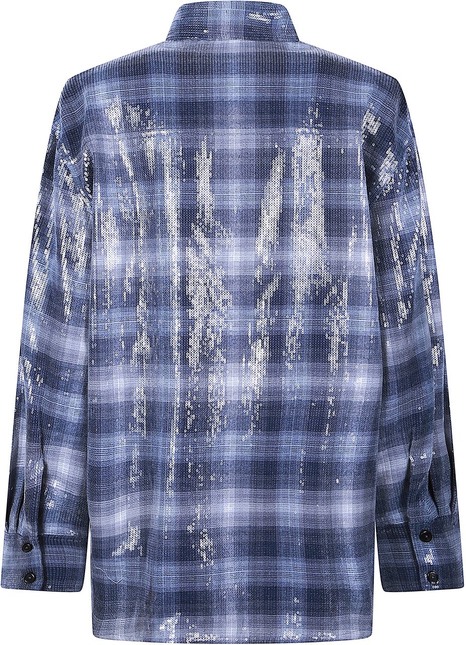 Pinko Orchidea Long Sleeve Overshirt Jacket Blue Blauw