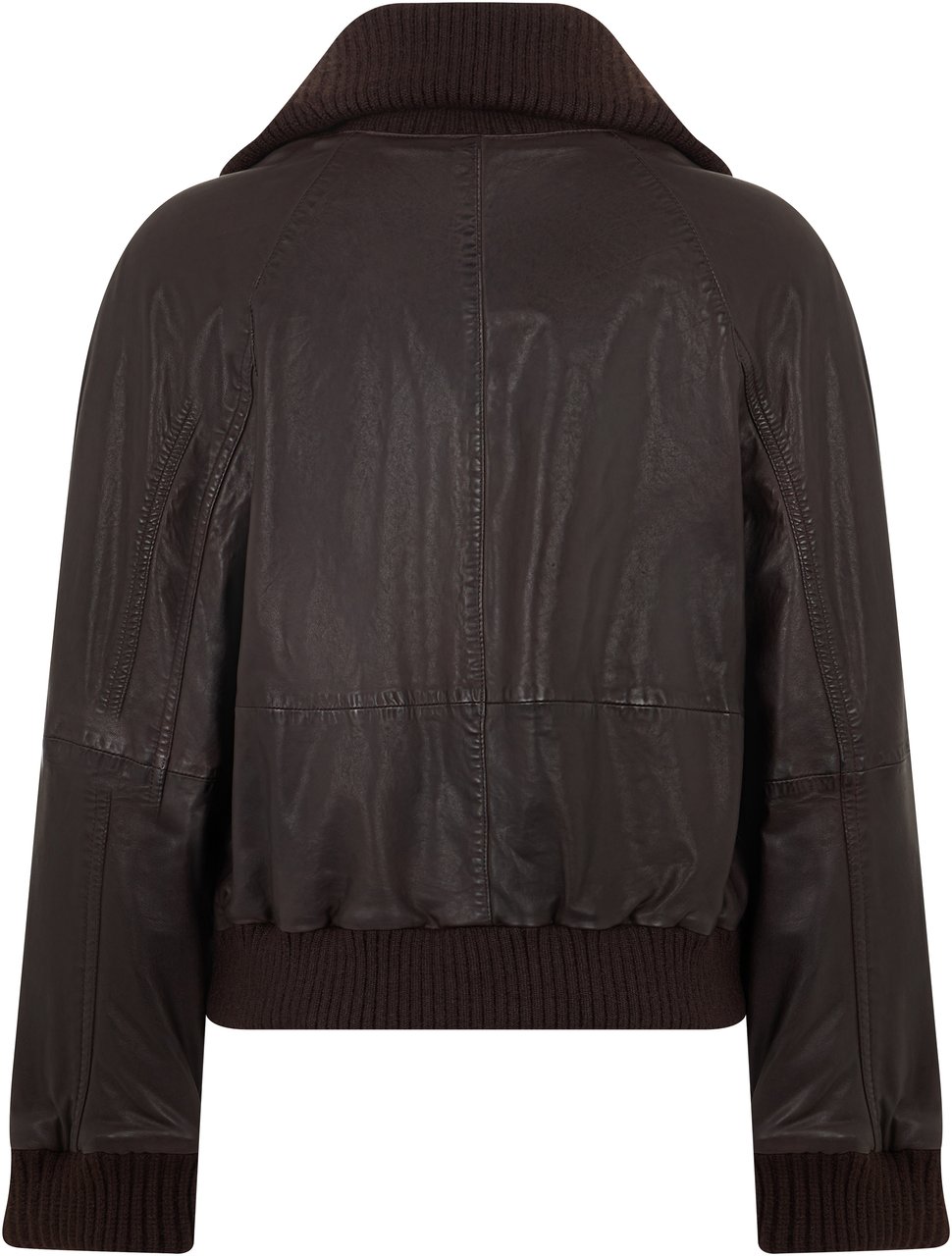 Pinko Leather jacket with knit inserts Bruin
