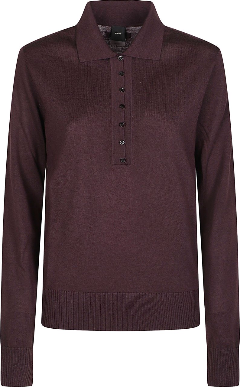 Pinko Vaduz Long Sleeve Polo Neck Sweater Pink Roze