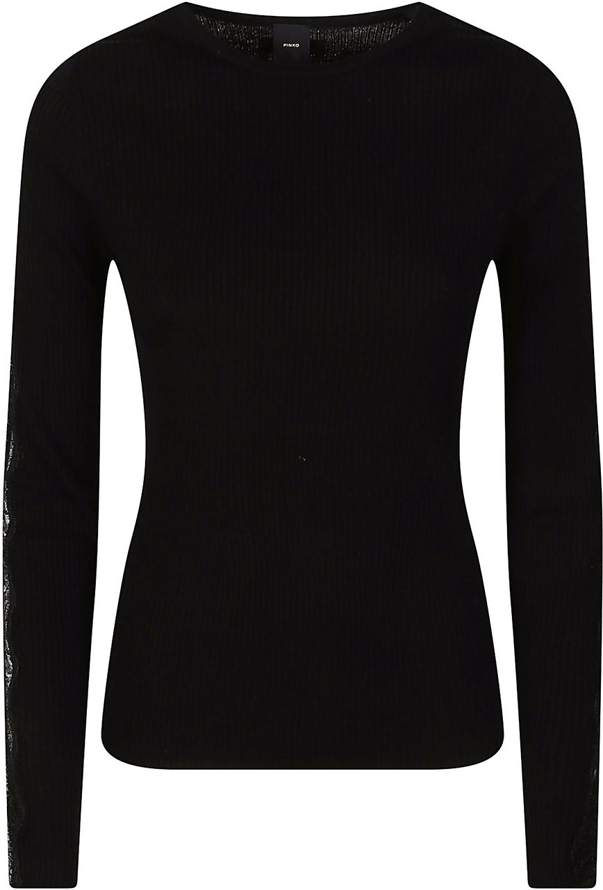 Pinko Copenaghen Round Neck Long Sleeve Sweater Black Zwart