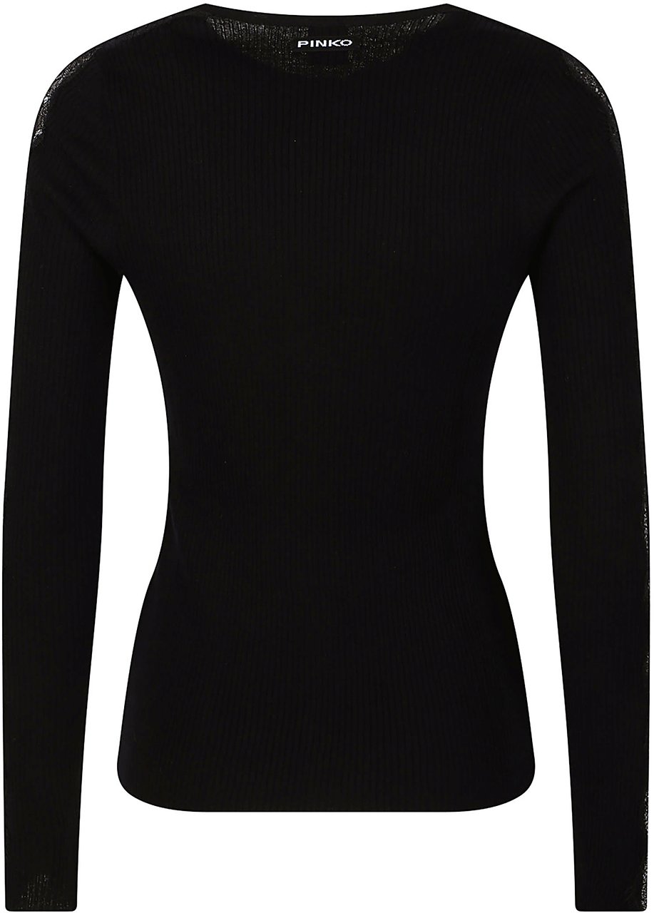 Pinko Copenaghen Round Neck Long Sleeve Sweater Black Zwart
