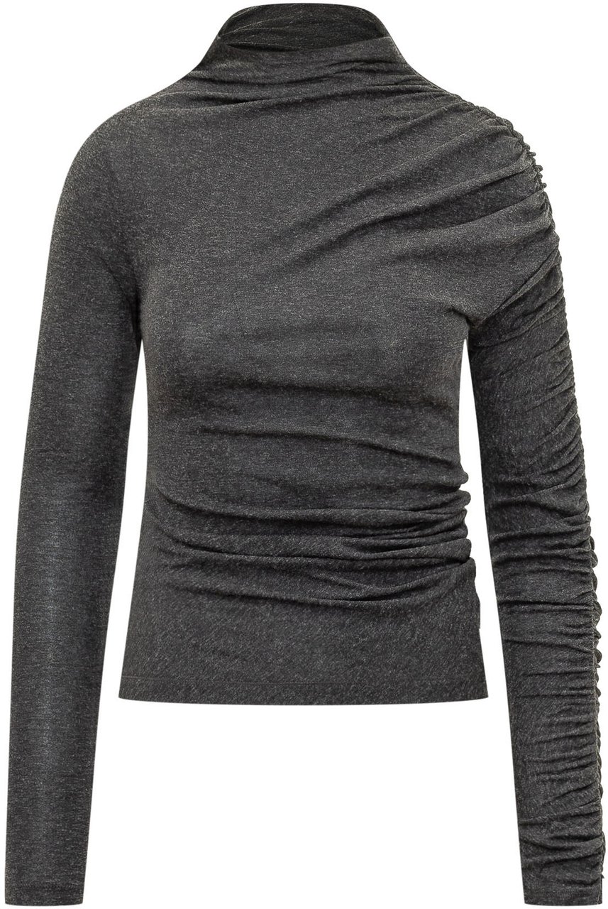 Pinko Top Loto con Drappeggio Asimmetrico Donkergrijs