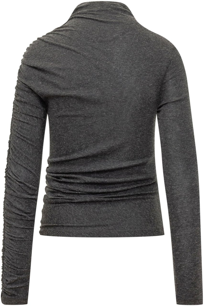 Pinko Top Loto con Drappeggio Asimmetrico Donkergrijs