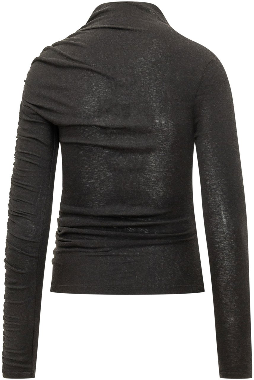 Pinko Top Loto con Drappeggio Asimmetrico Donkergrijs