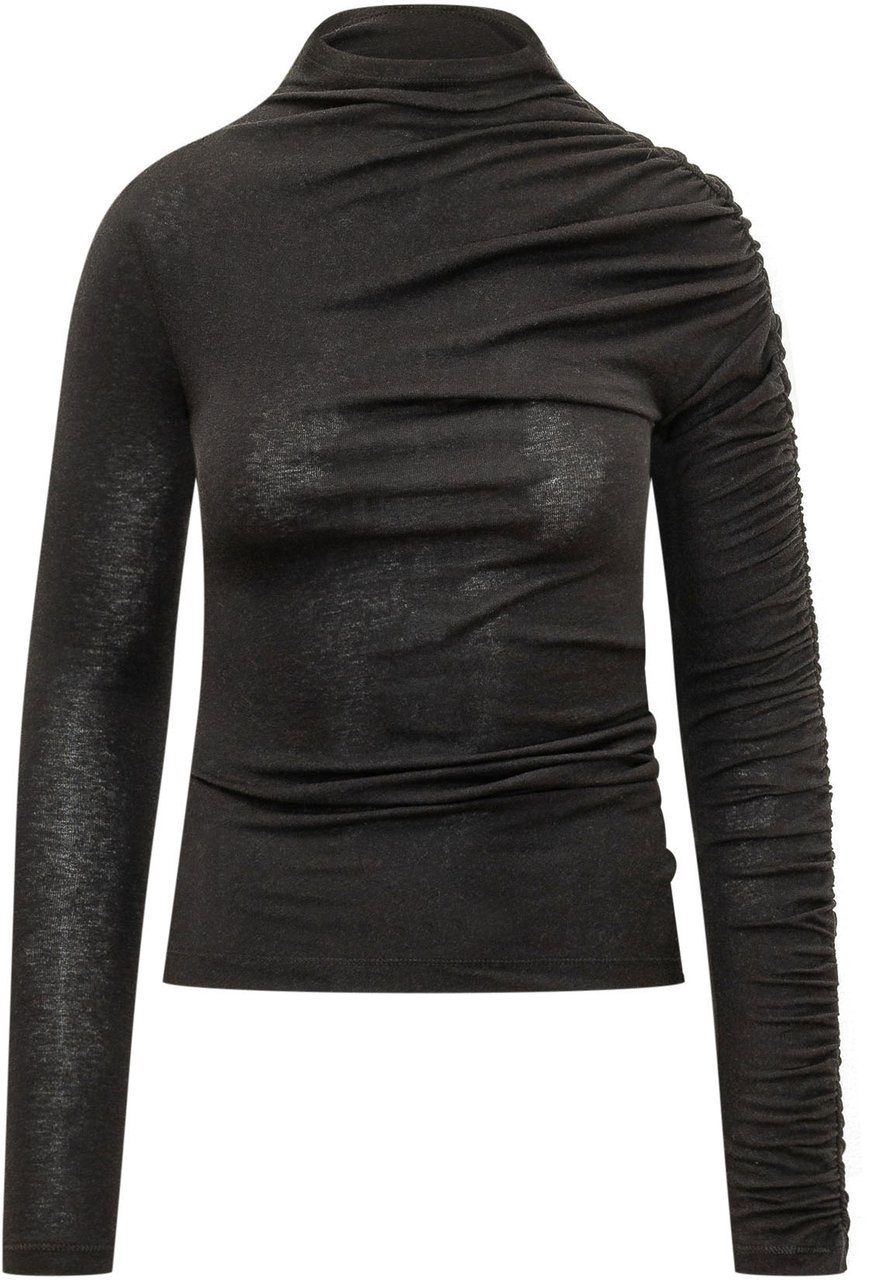 Pinko Top Loto con Drappeggio Asimmetrico Donkergrijs