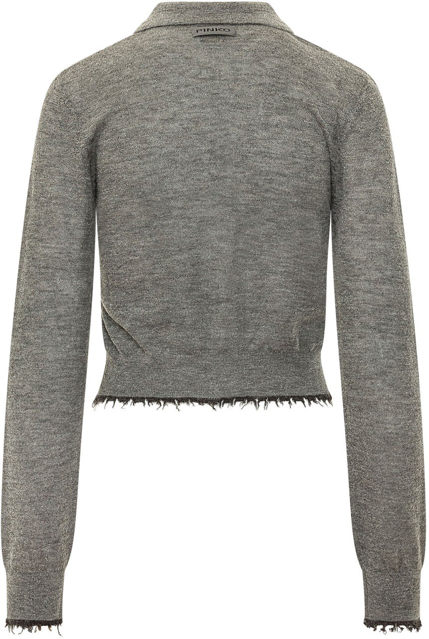 Pinko Madrid Cardigan con Bordi Sfrangiati Grijs
