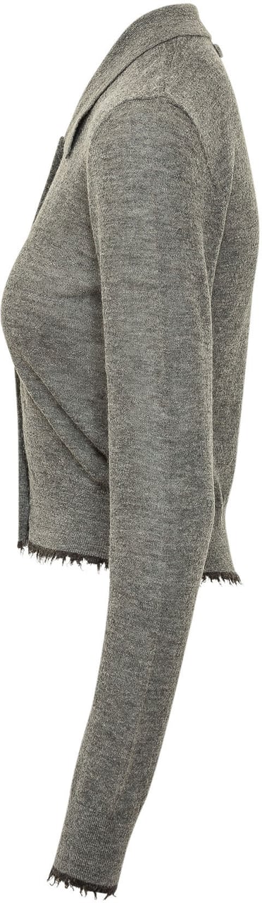 Pinko Madrid Cardigan con Bordi Sfrangiati Grijs