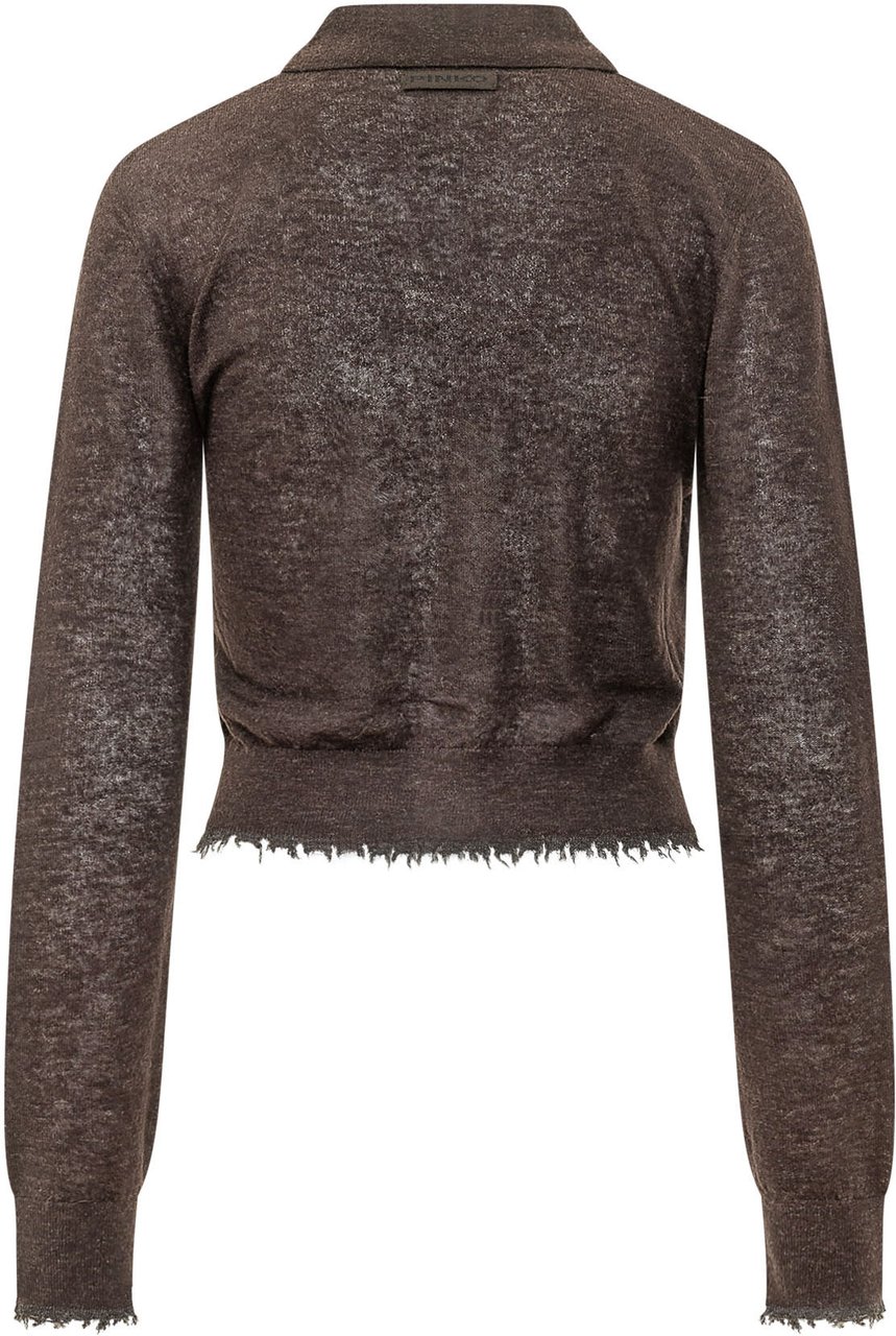 Pinko Madrid Cardigan con Bordi Sfrangiati Bruin