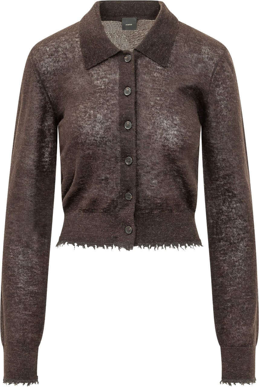 Pinko Madrid Cardigan con Bordi Sfrangiati Bruin