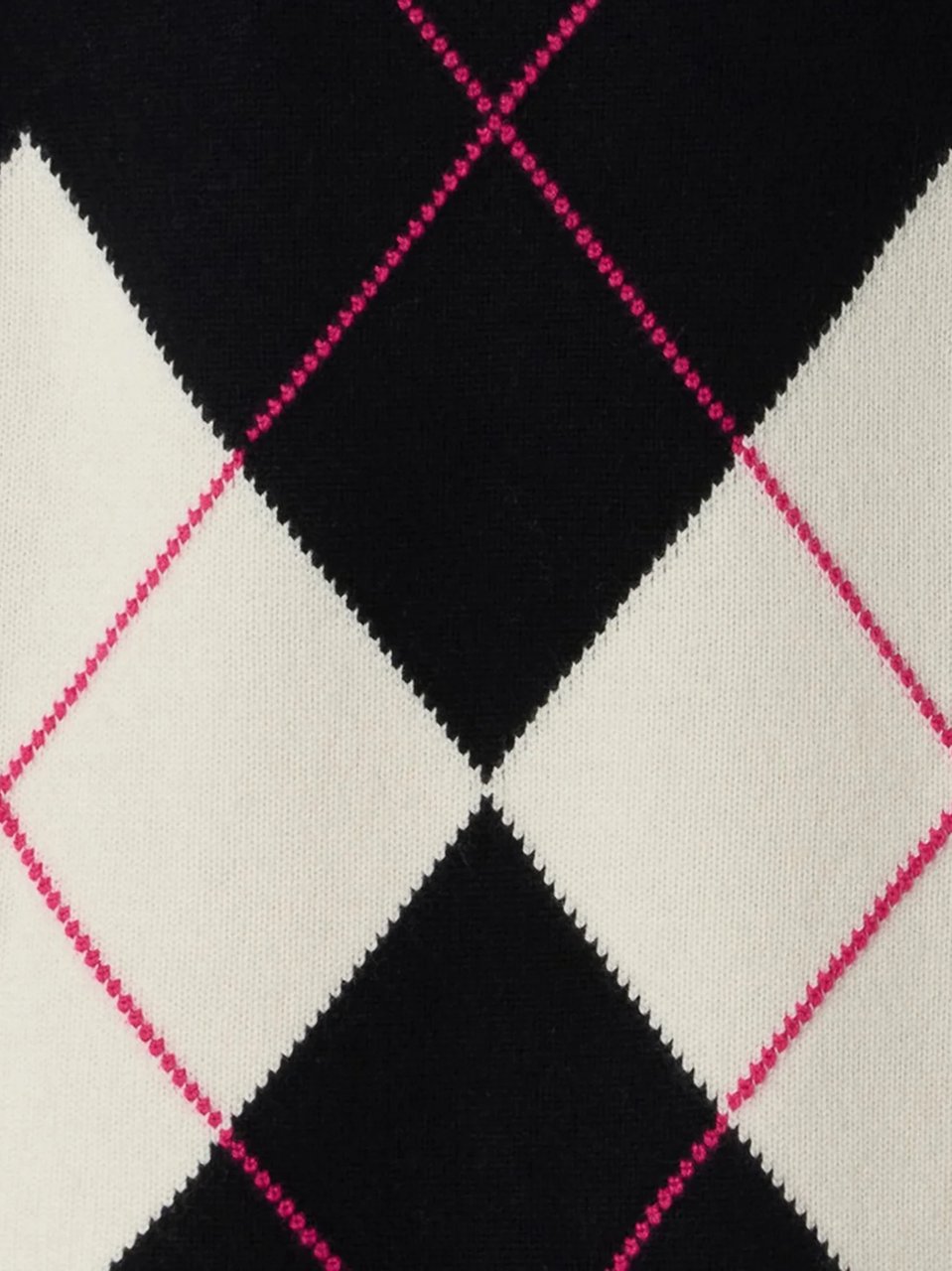 Pinko Cropped Black Argyle Sweater With Bold Cut-Out Details Zwart