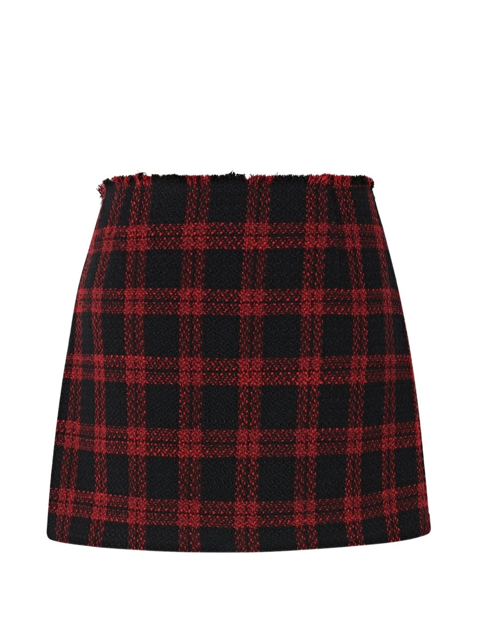Pinko Asymmetrical Black Checkered Mini Skirt With Buckle Details Zwart