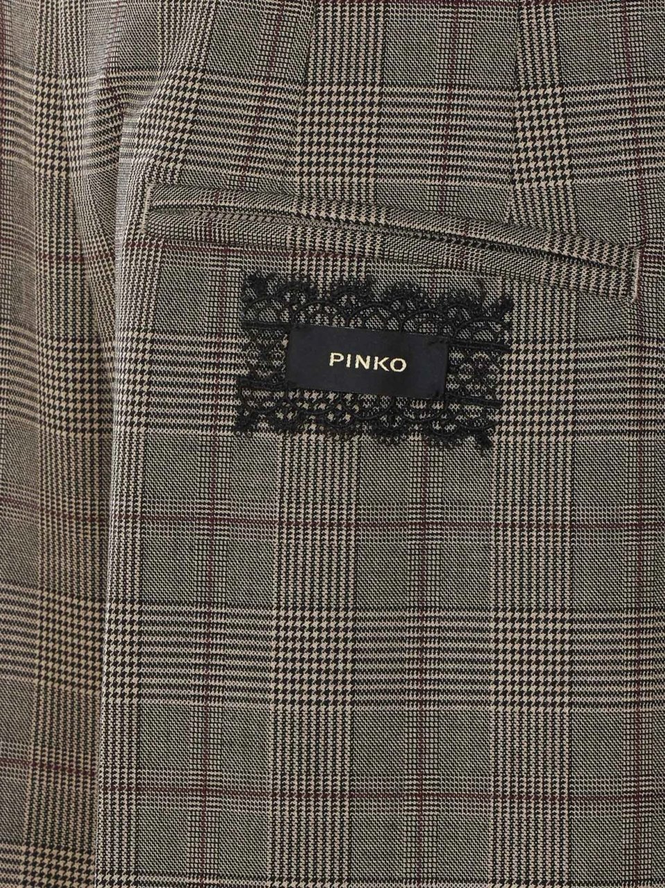 Pinko Straight-Leg Tailored Pants with Classic Plaid Design Grijs