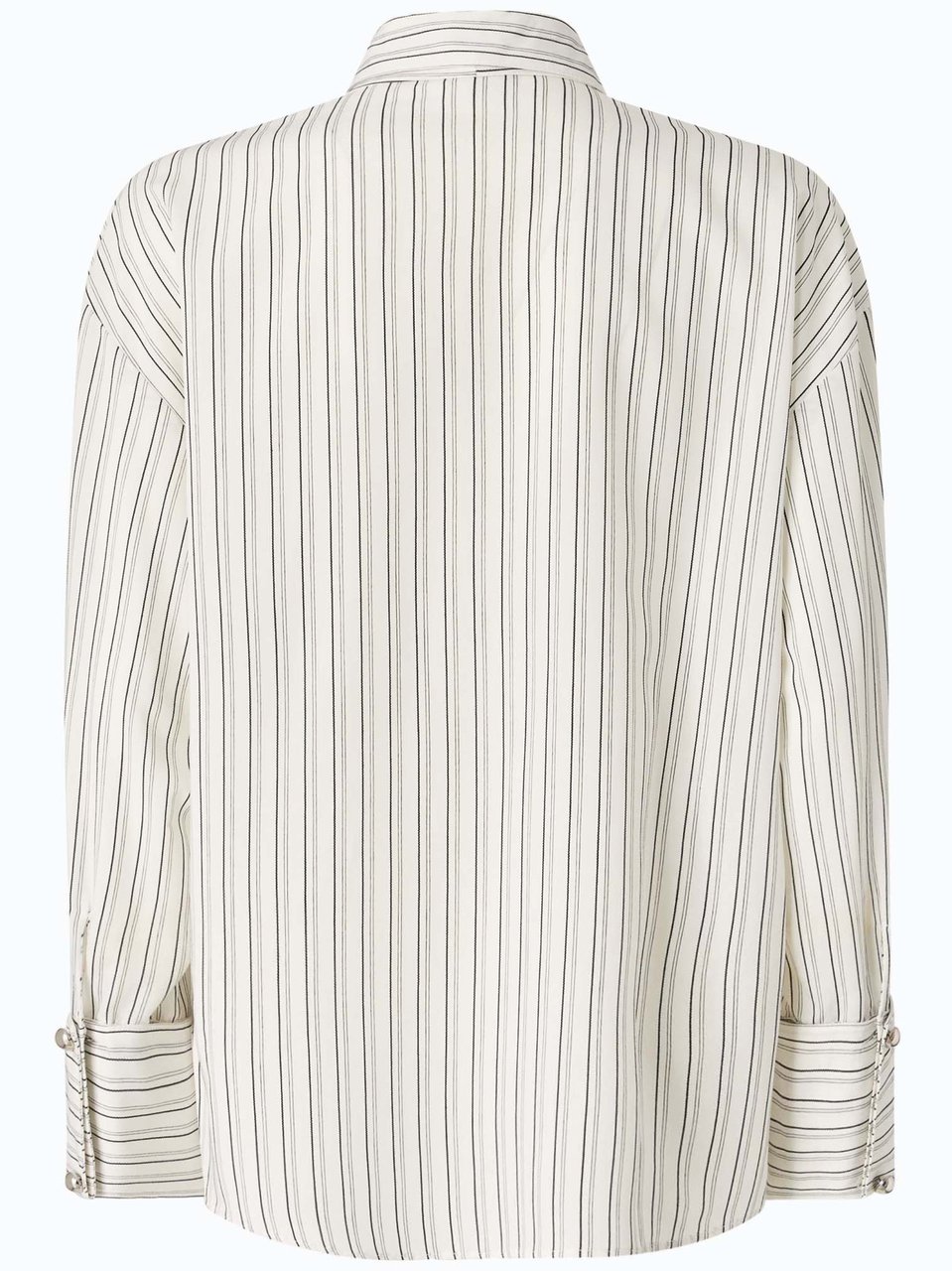 Pinko Long-Sleeved Blouse With Asymmetrical Front Detail And Contrasting Stripes Neutraal