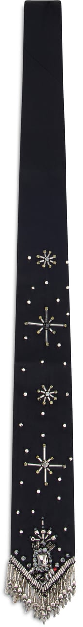 Pinko Tie with fringes and beads Zwart