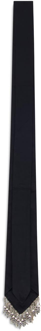 Pinko Tie with fringes and beads Zwart