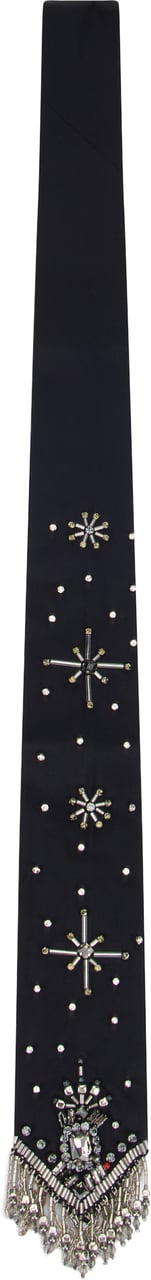 Pinko Tie with fringes and beads Zwart