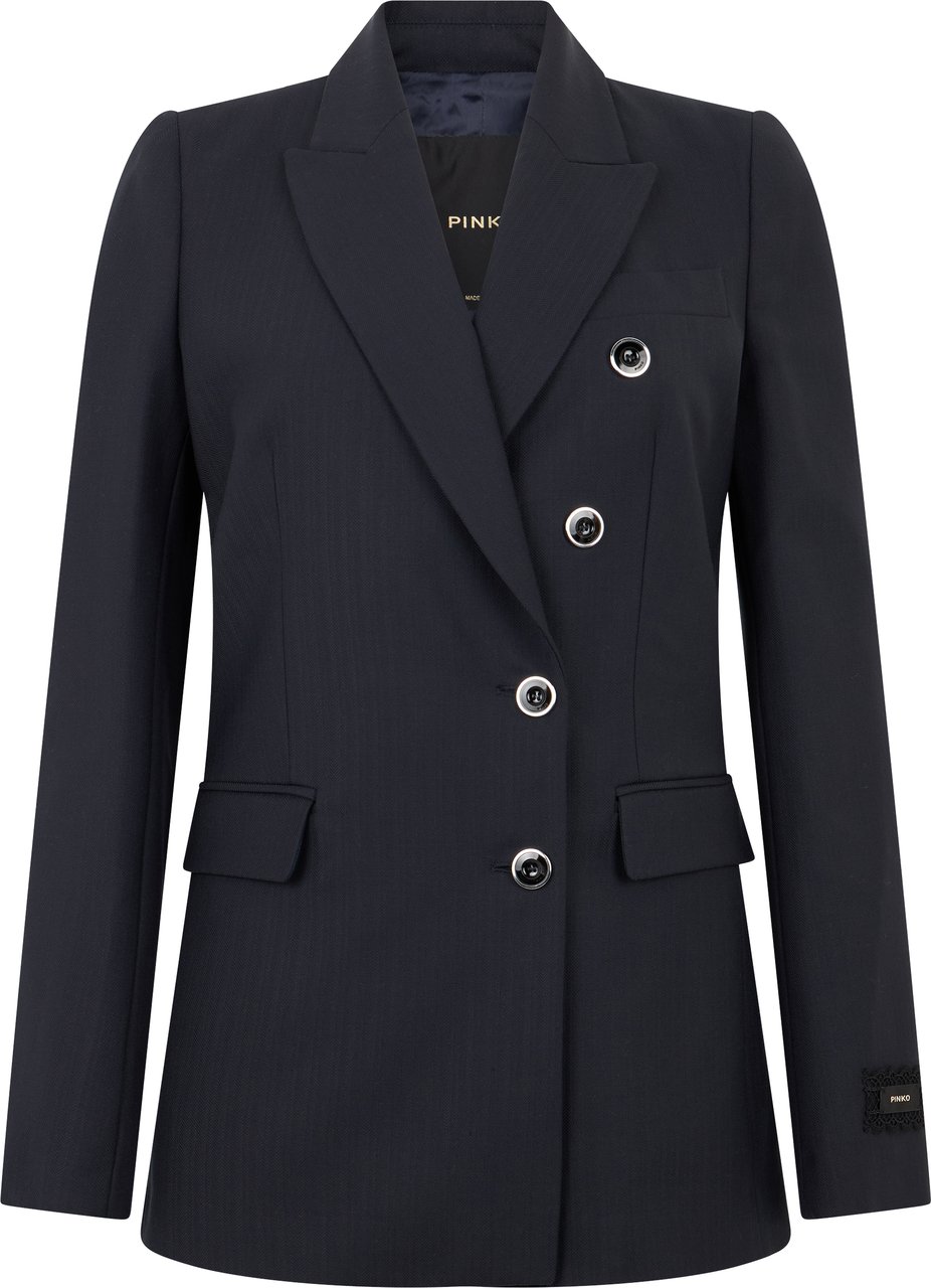 Pinko New Amalfi Blazer con Revers Donkergrijs