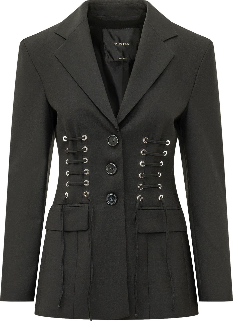 Pinko Blazer Hummer con Dettagli Intrecciati Zwart
