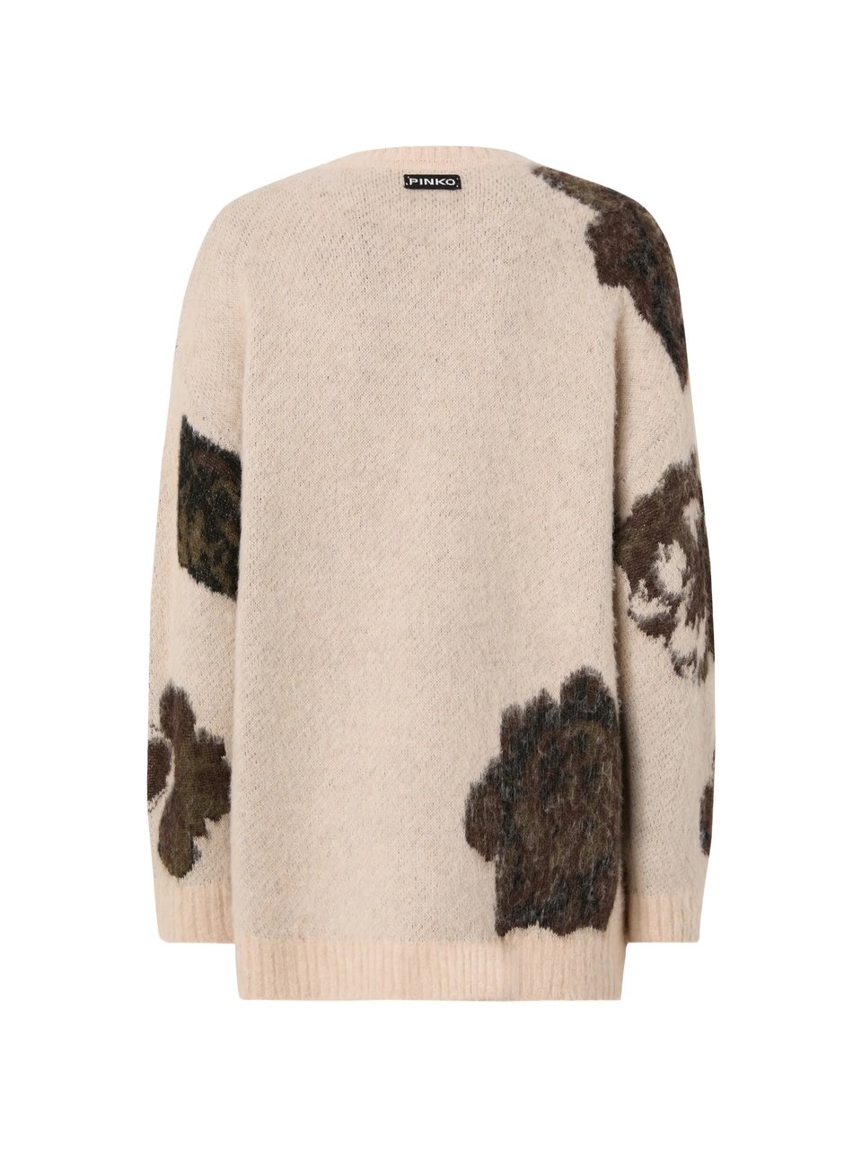 Pinko Relaxed Fit Soft Jacquard Sweater with Floral Patterns Neutraal