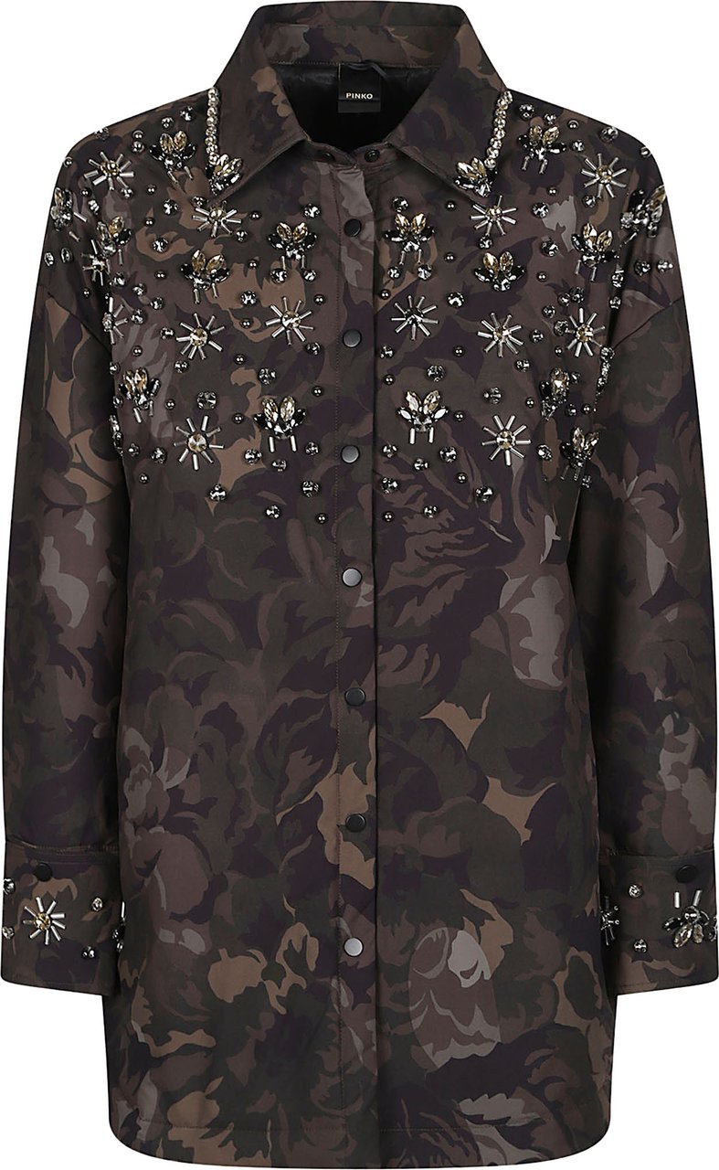 Pinko Barengo Long Sleeve Overshirt Jacket Green Groen